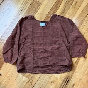 REI Textured Brown Blouse